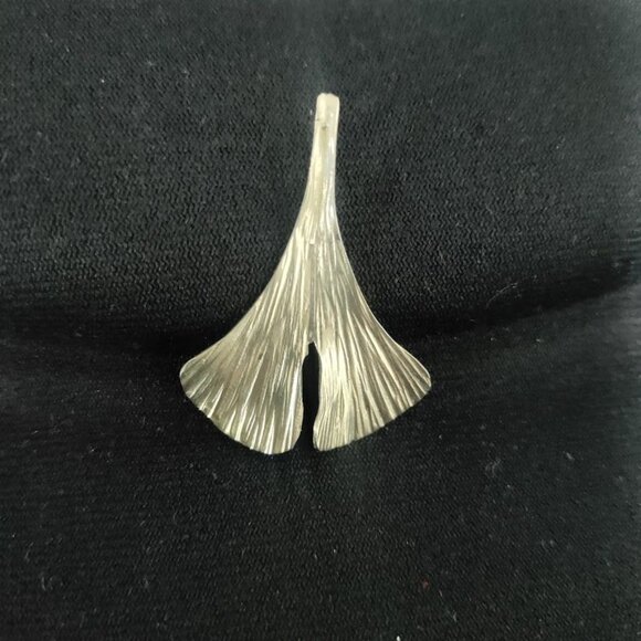 Handarbeit 925 Sterling Gingko Leaf Pendant  Jewelry Artisan Design - Picture 6 of 7